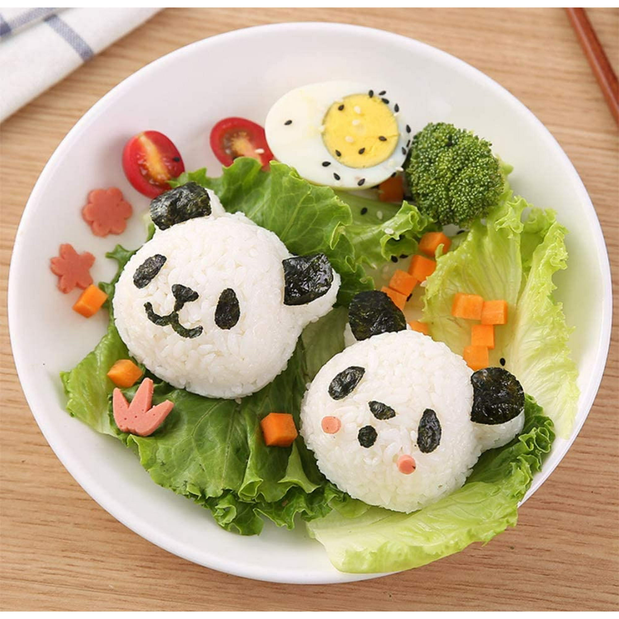 Onigiri Rice Ball Case Maker Animals Black & White  2pcs Set Lunch box  BENTO 